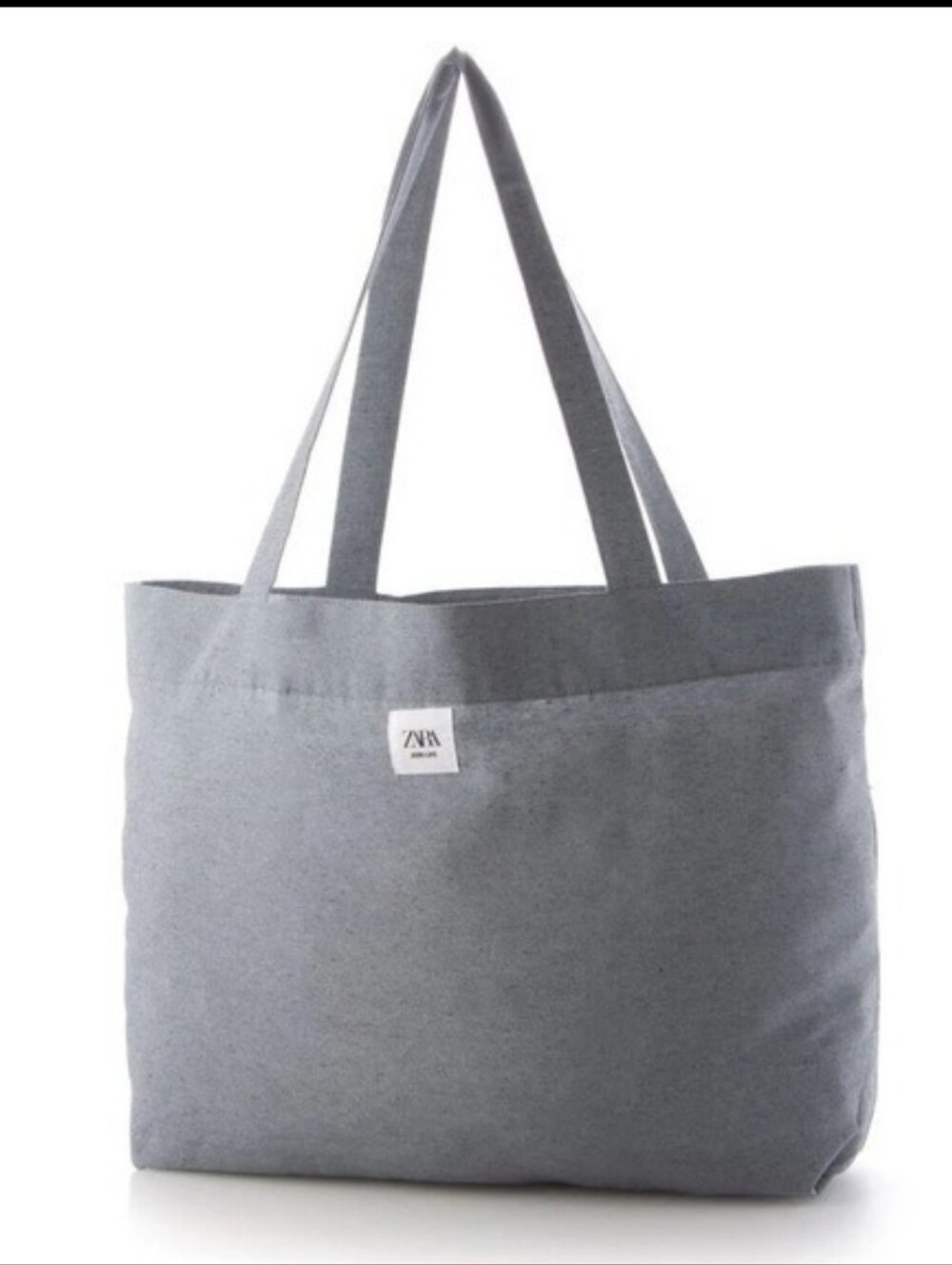 Zara Cotton Eco Shopper Tote, Gray. 22 X 14